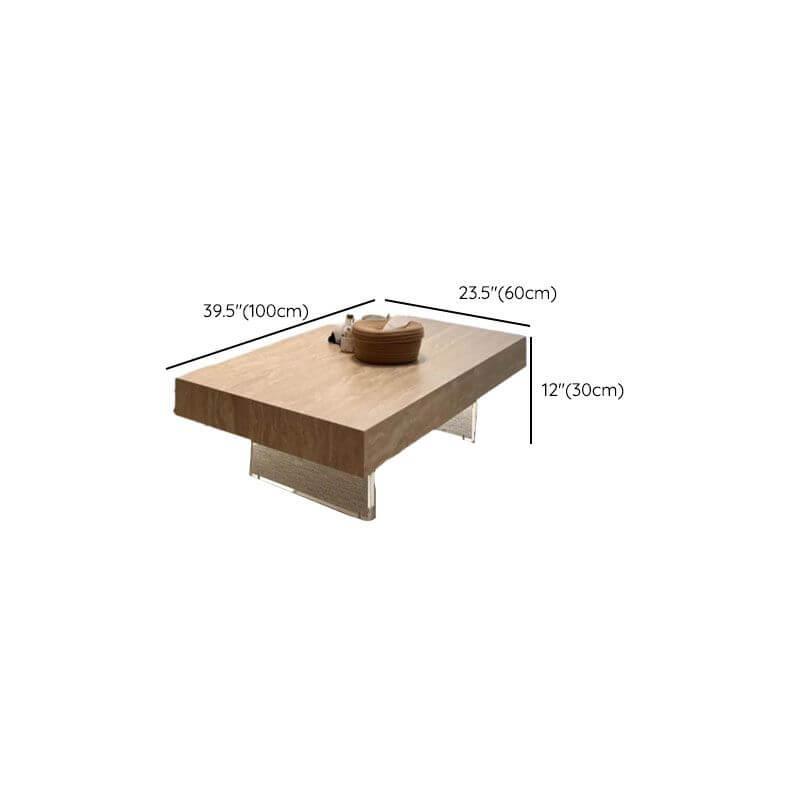 Modern Travertine Coffee Table with Transparent Acrylic Sled Base Dimensions