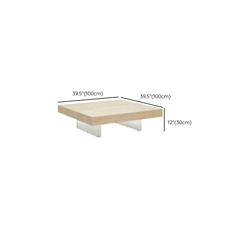 Modern Travertine Coffee Table with Transparent Acrylic Sled Base Dimensions