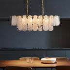 Modern Two-Tier Cloud Glass Pendant Light with Golden Metal Frame