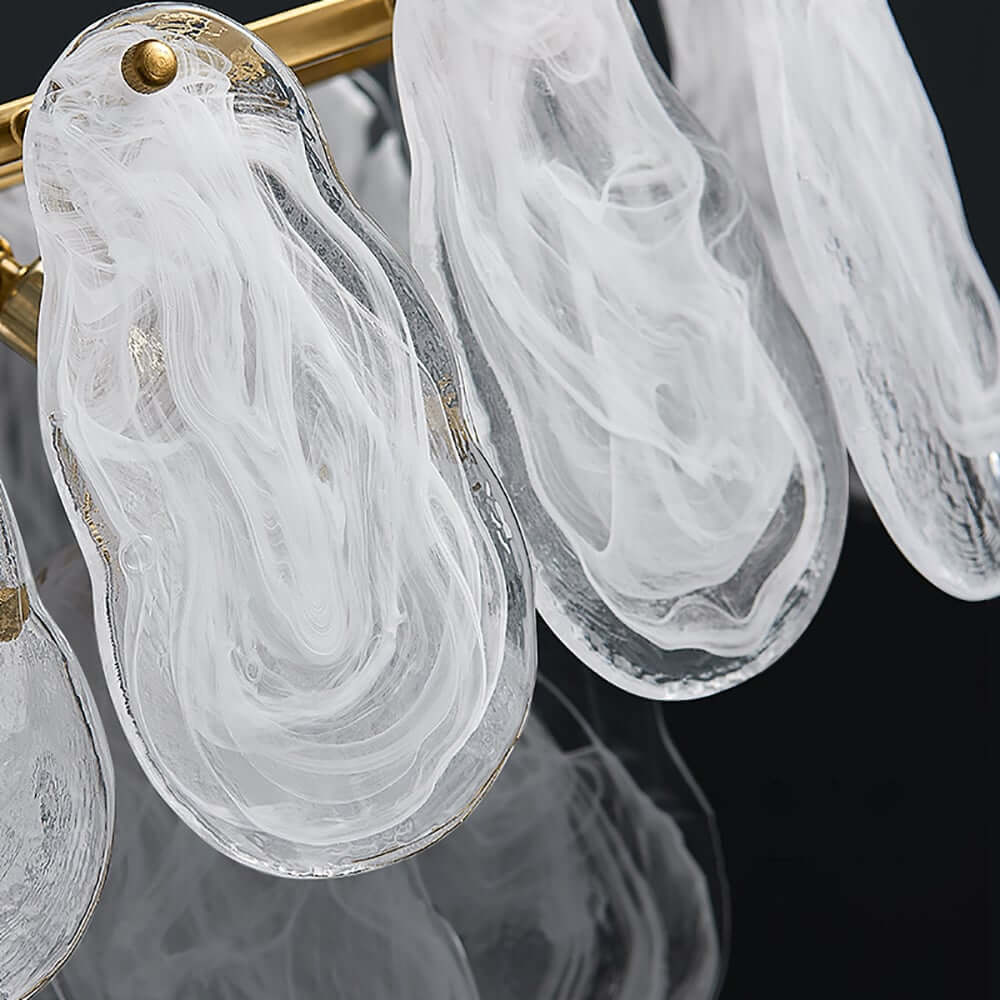 Modern Two-Tier Cloud Glass Pendant Light with Golden Metal Frame