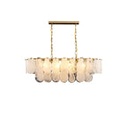 Modern Two-Tier Cloud Glass Pendant Light with Golden Metal Frame