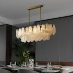 Modern Two-Tier Cloud Glass Pendant Light with Golden Metal Frame