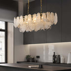 Modern Two-Tier Cloud Glass Pendant Light with Golden Metal Frame