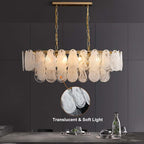 Modern Two-Tier Cloud Glass Pendant Light with Golden Metal Frame