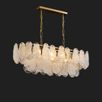 Modern Two-Tier Cloud Glass Pendant Light with Golden Metal Frame