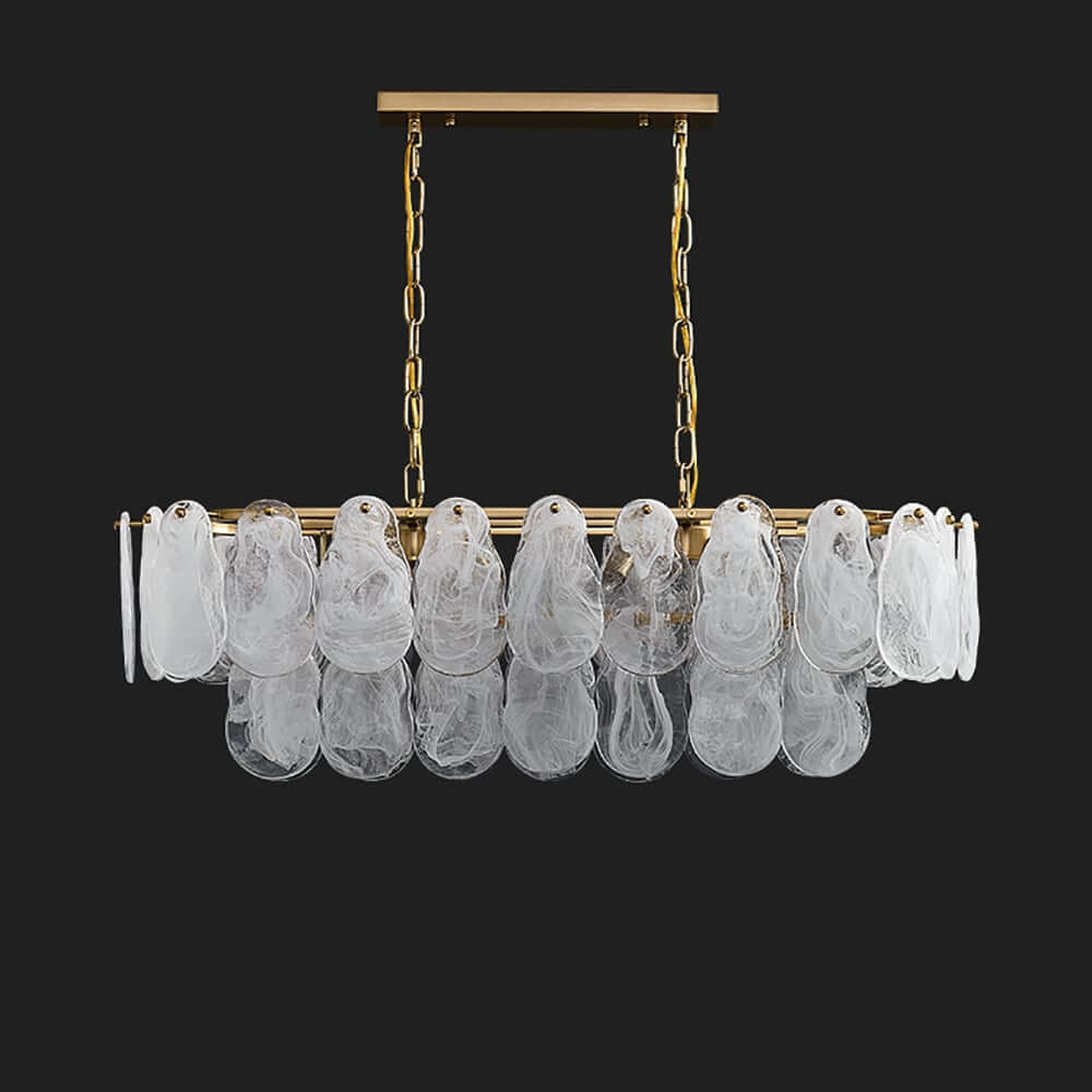 Modern Two-Tier Cloud Glass Pendant Light with Golden Metal Frame