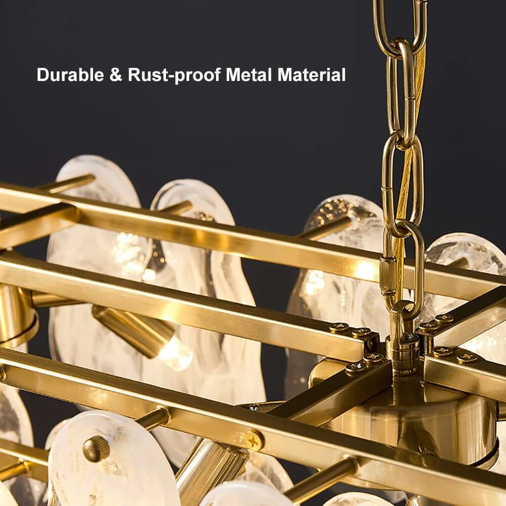 Modern Two-Tier Cloud Glass Pendant Light with Golden Metal Frame