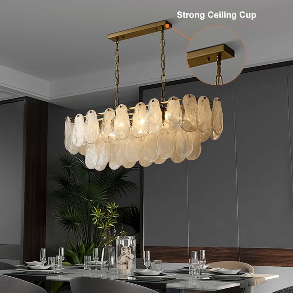 Modern Two-Tier Cloud Glass Pendant Light with Golden Metal Frame