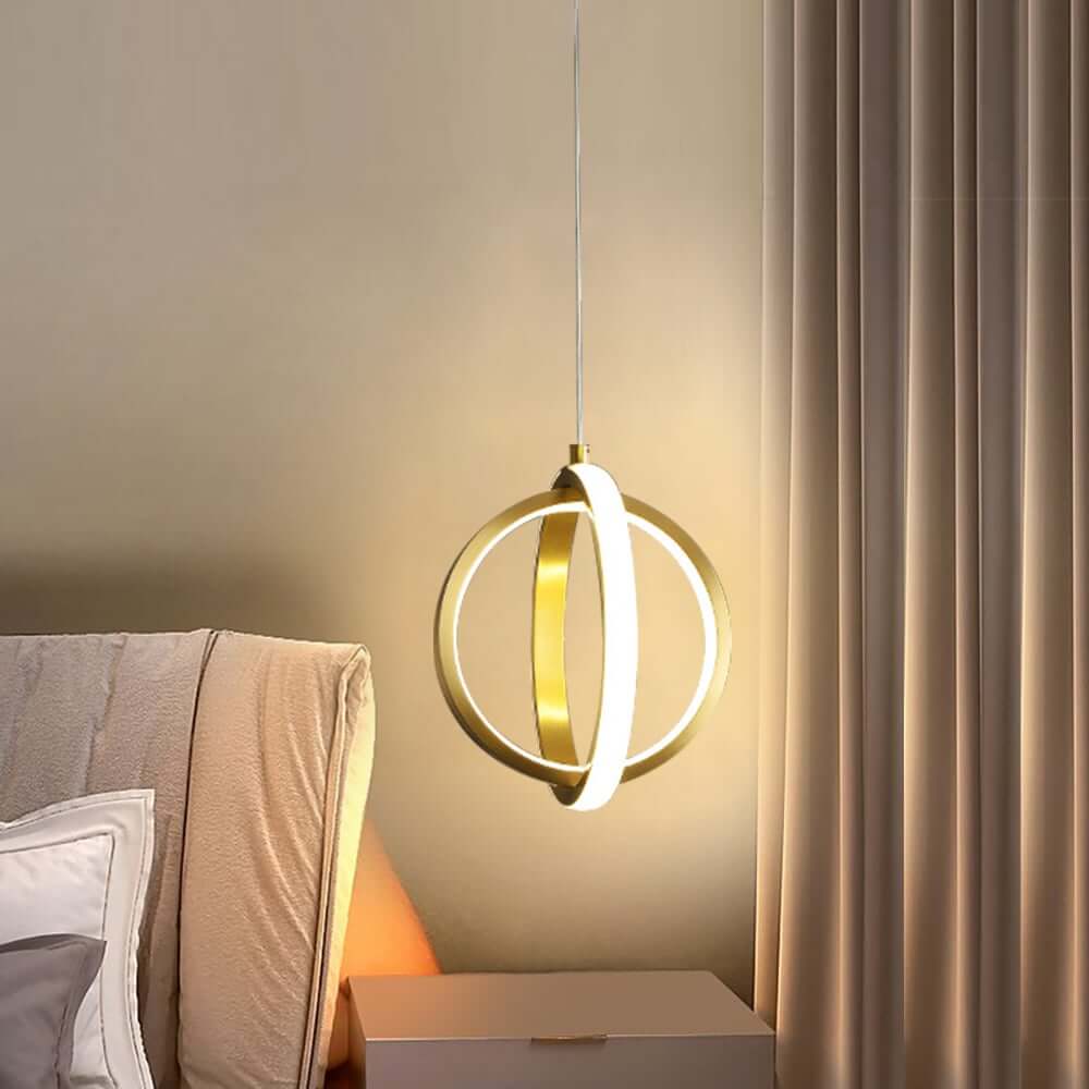 Modern Two-Tier Geometric Pendant Light in Matte Gold with White Silica Shades