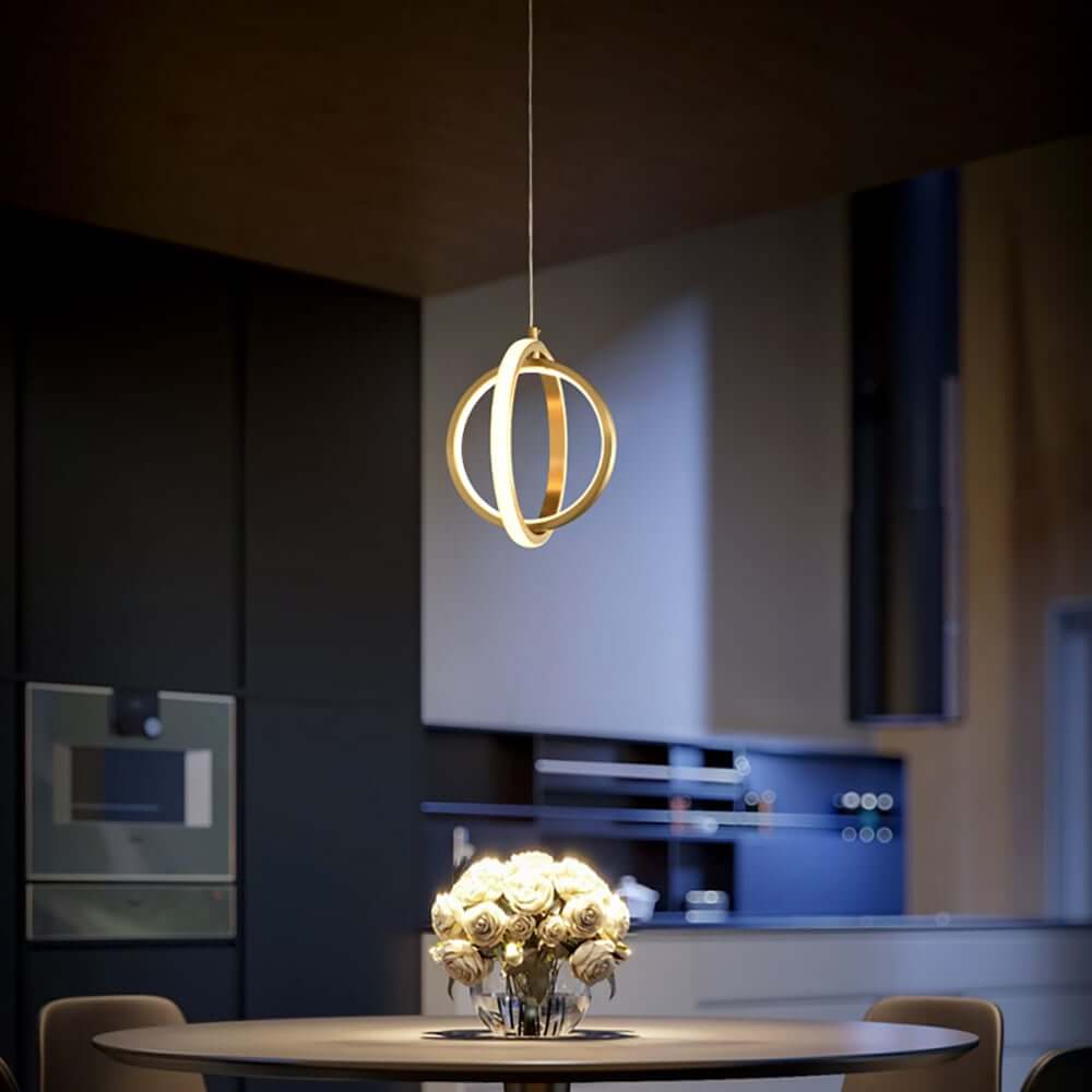 Modern Two-Tier Geometric Pendant Light in Matte Gold with White Silica Shades Main Product Image Main image