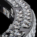 Modern Two-Tier Stainless Steel Ring Chandelier with K9 Crystal Accents