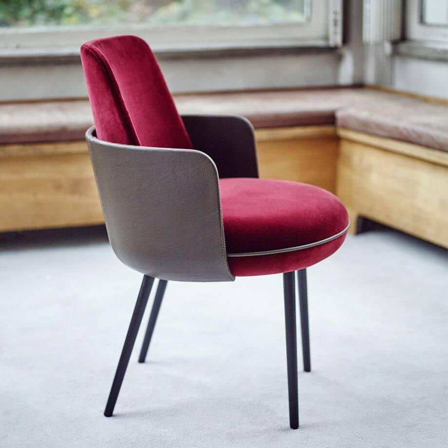 Modern Upholstered Arm Chair with Curved Back and Metal Legs – cocochairs
