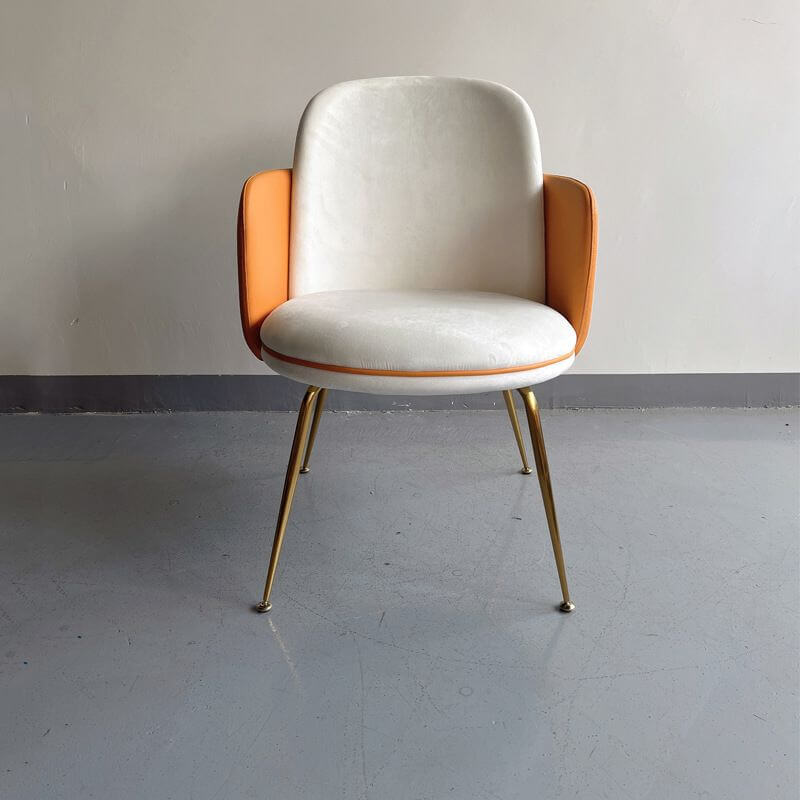 Modern Upholstered Arm Chair with Curved Back and Metal Legs – cocochairs