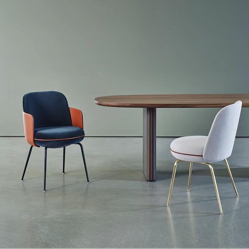 Modern Upholstered Arm Chair with Curved Back and Metal Legs Main Product Image