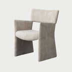 Modern Upholstered Arm Chair with Open Back and Metal Legs
