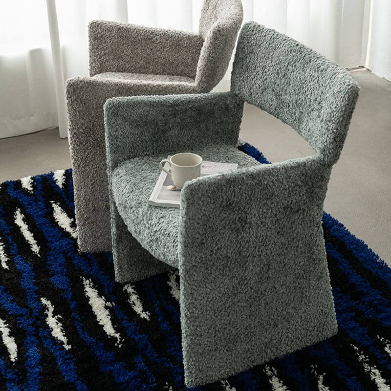 Modern Upholstered Arm Chair with Open Back and Metal Legs