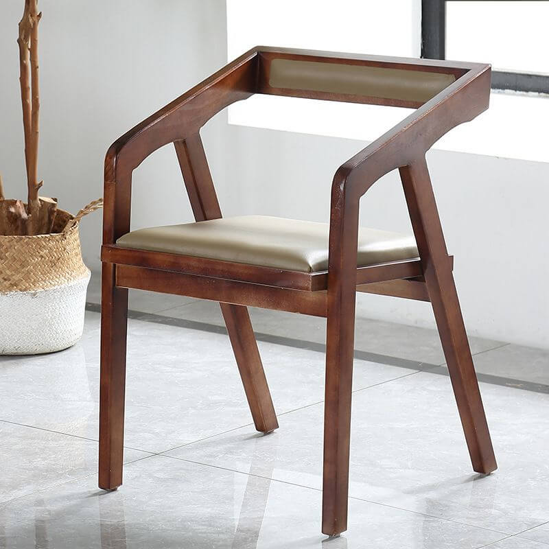 Modern Upholstered Arm Chair with Open Back and Wood Legs