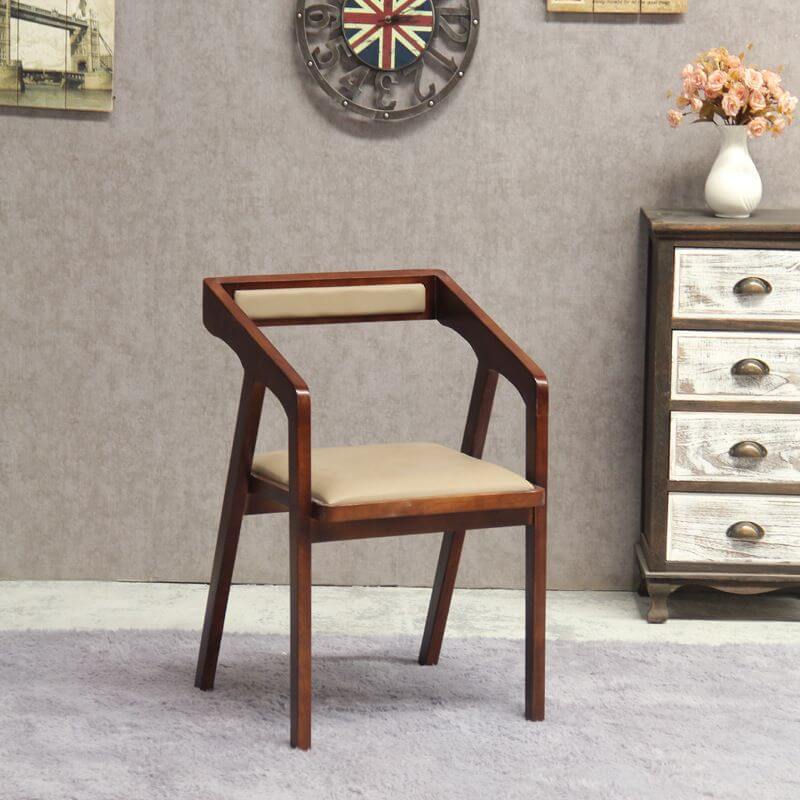 Modern Upholstered Arm Chair with Open Back and Wood Legs