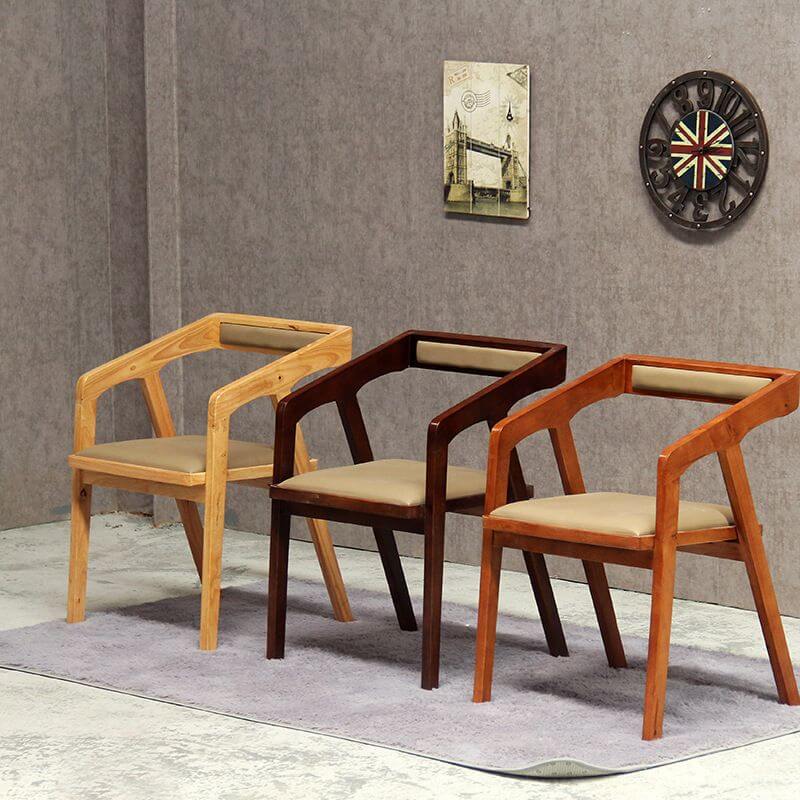 Modern Upholstered Arm Chair with Open Back and Wood Legs Main Product Image Main image