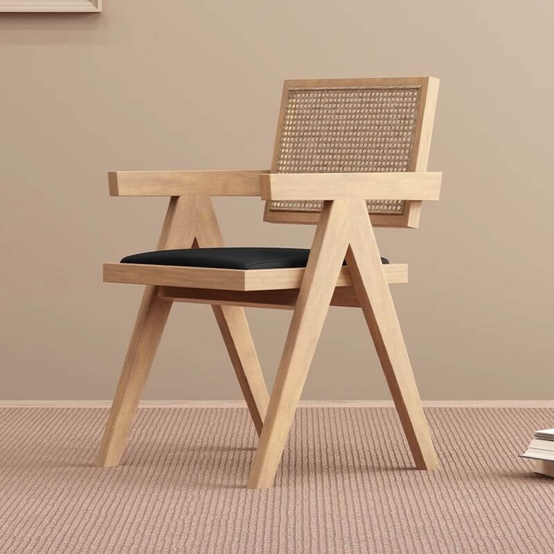 Modern Upholstered Arm Chair with Wood Legs and Open Back Design