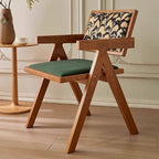 Modern Upholstered Arm Chair with Wood Legs and Open Back Design