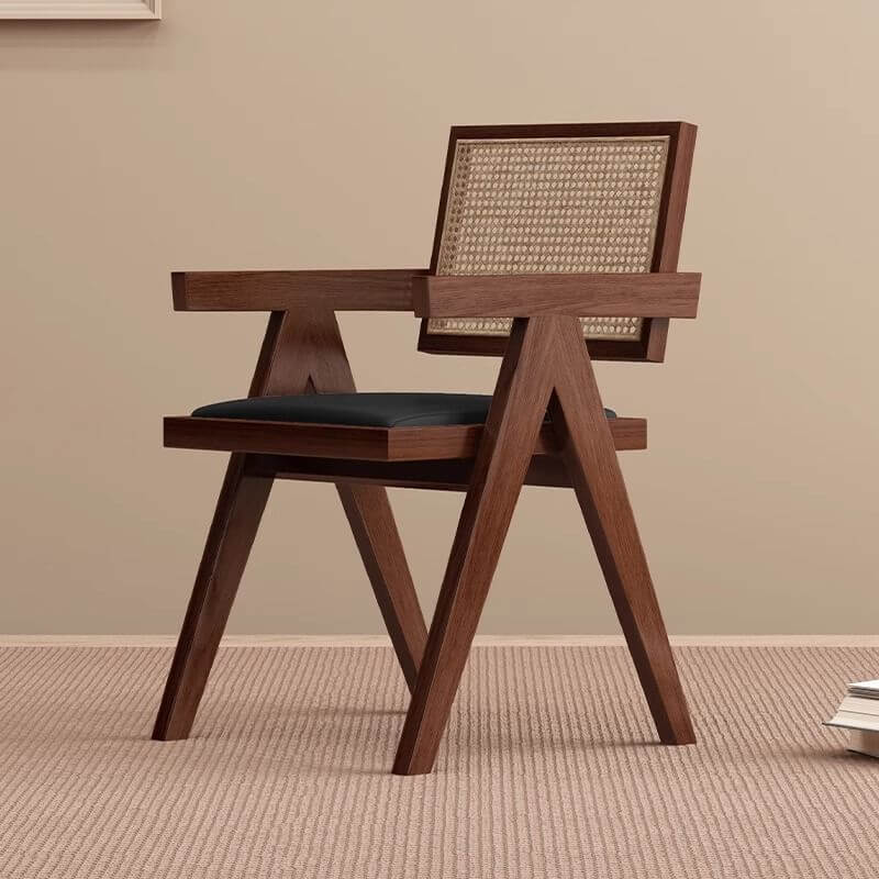 Modern Upholstered Arm Chair with Wood Legs and Open Back Design