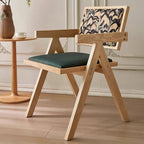 Modern Upholstered Arm Chair with Wood Legs and Open Back Design