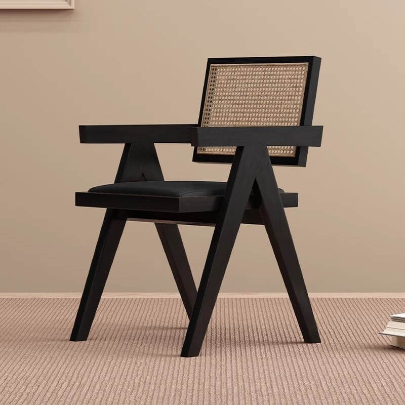Modern Upholstered Arm Chair with Wood Legs and Open Back Design