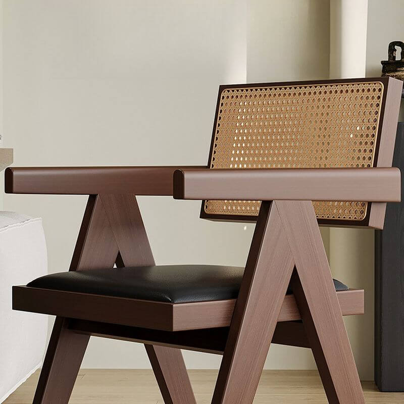 Modern Upholstered Arm Chair with Wood Legs and Open Back Design