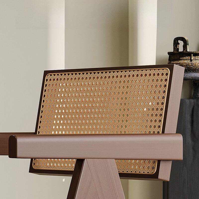 Modern Upholstered Arm Chair with Wood Legs and Open Back Design