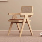 Modern Upholstered Arm Chair with Wood Legs and Open Back Design