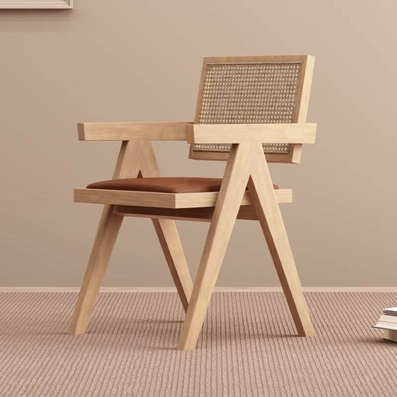 Modern Upholstered Arm Chair with Wood Legs and Open Back Design