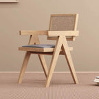 Modern Upholstered Arm Chair with Wood Legs and Open Back Design