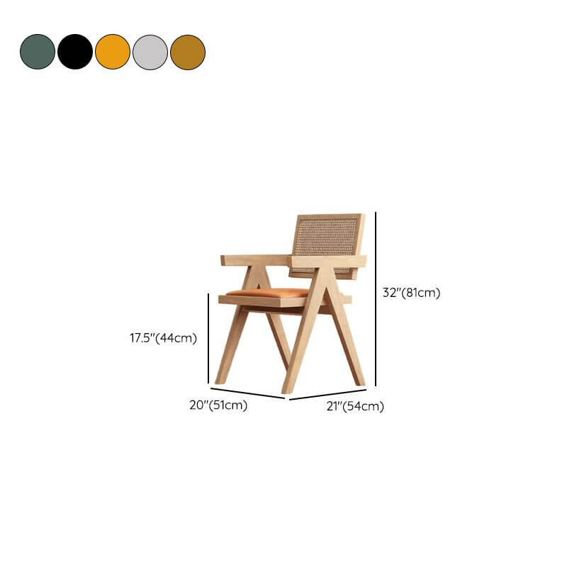 Modern Upholstered Arm Chair with Wood Legs and Open Back Design Dimensions