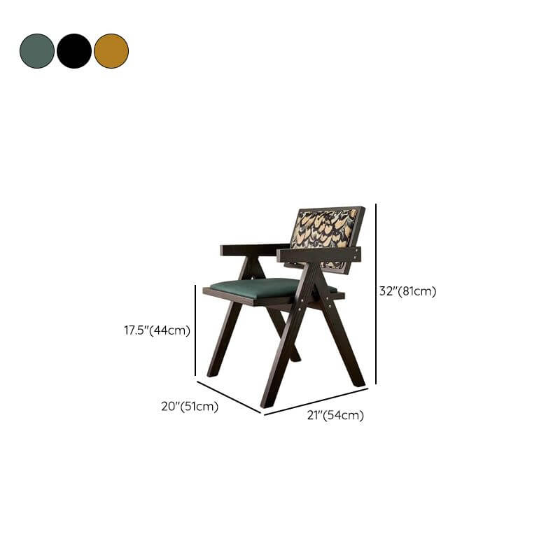 Modern Upholstered Arm Chair with Wood Legs and Open Back Design Dimensions