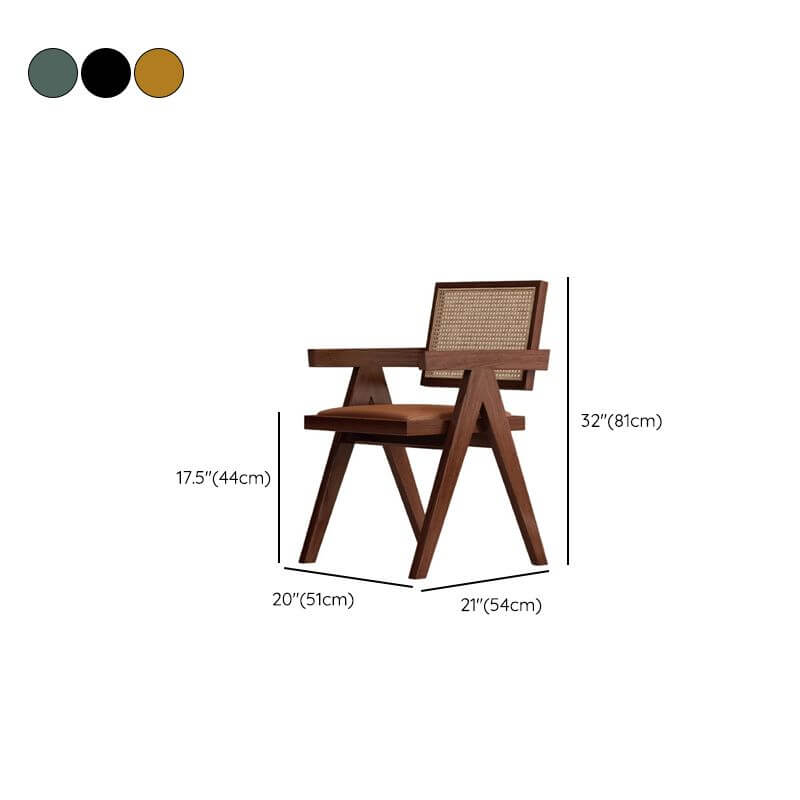 Modern Upholstered Arm Chair with Wood Legs and Open Back Design Dimensions