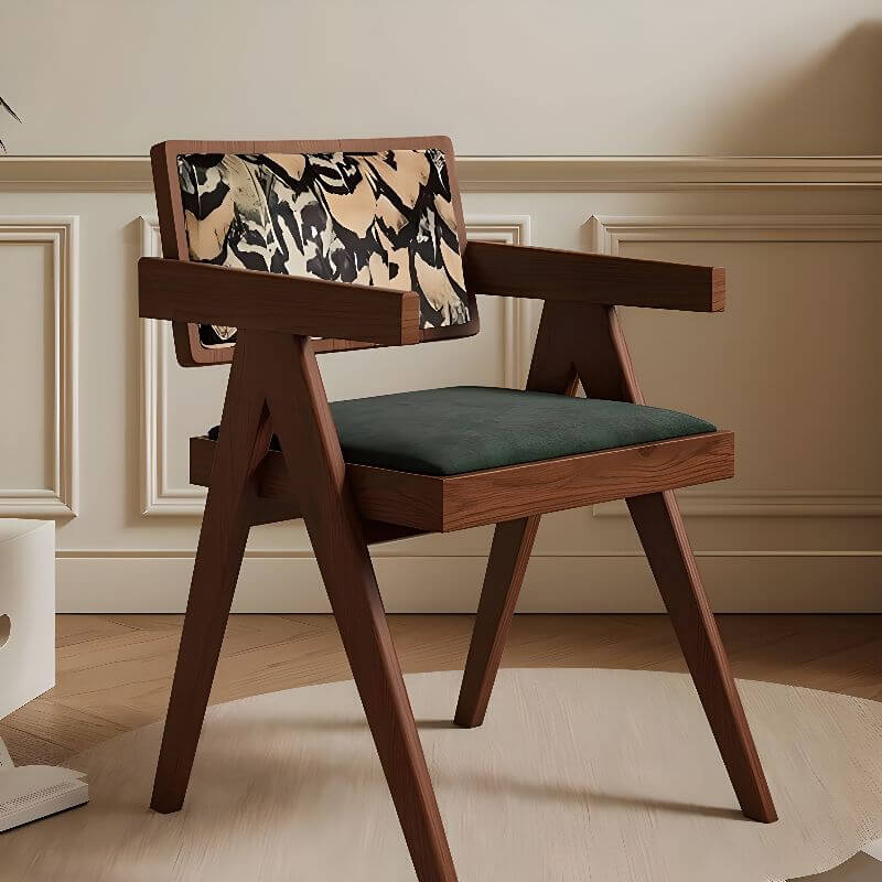 Modern Upholstered Arm Chair with Wood Legs and Open Back Design Main Product Image
