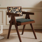 Modern Upholstered Arm Chair with Wood Legs and Open Back Design Main Product Image