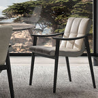 Modern Upholstered Arm Chair with Wood Legs and Solid Low Back