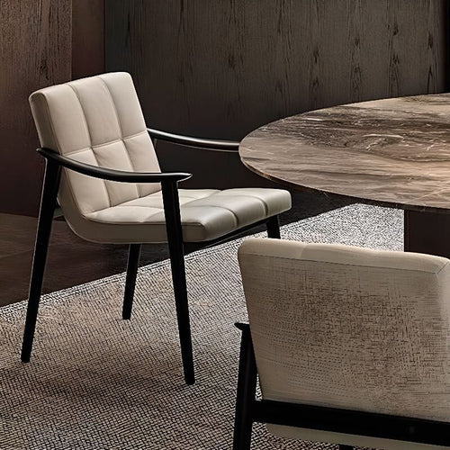 Modern Upholstered Arm Chair with Wood Legs and Solid Low Back Main Product Image