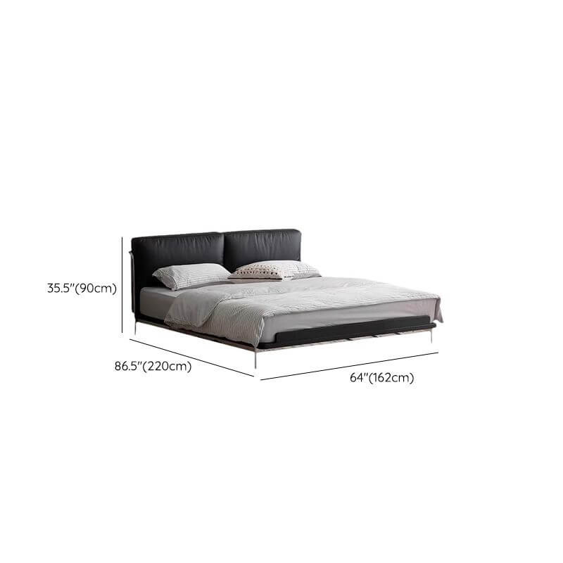 Modern Upholstered Bed in Black - Wood Slat Support Dimensions