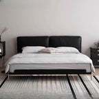 Modern Upholstered Bed in Black - Wood Slat Support Main Product Image