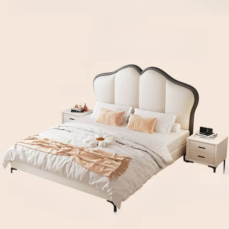 Modern Upholstered Bed with Elevated Storage and Headboard