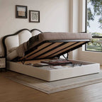 Modern Upholstered Bed with Elevated Storage and Headboard