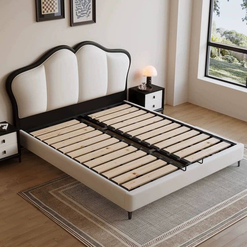 Modern Upholstered Bed with Elevated Storage and Headboard