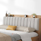 Modern Upholstered Bed with Storage in Natural and Grey Finish