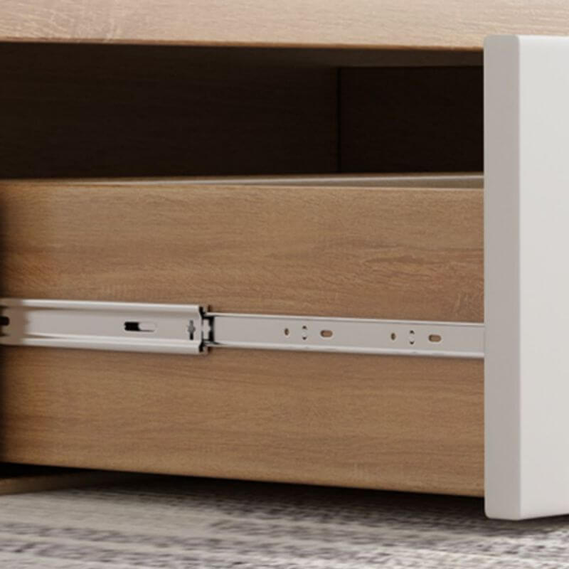 Modern Upholstered Bed with Storage in Natural and Grey Finish