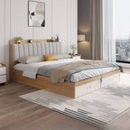 Modern Upholstered Bed with Storage in Natural and Grey Finish Main Product Image