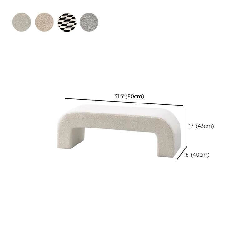 Modern Upholstered Entryway Bench with Curved Arch Design and Oatmeal Velvet Fabric Dimensions