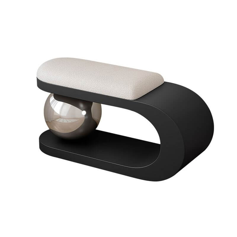 Modern Upholstered Entryway Bench with Integrated Shoe Storage and Rounded Sculptural Form